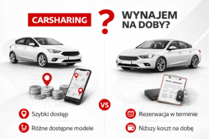 przedstawiamy porównanie carsharing i wynajmu na doby w wypożyczalni samochodów. Poznaj wady i zalety obu wynajmów samochodu